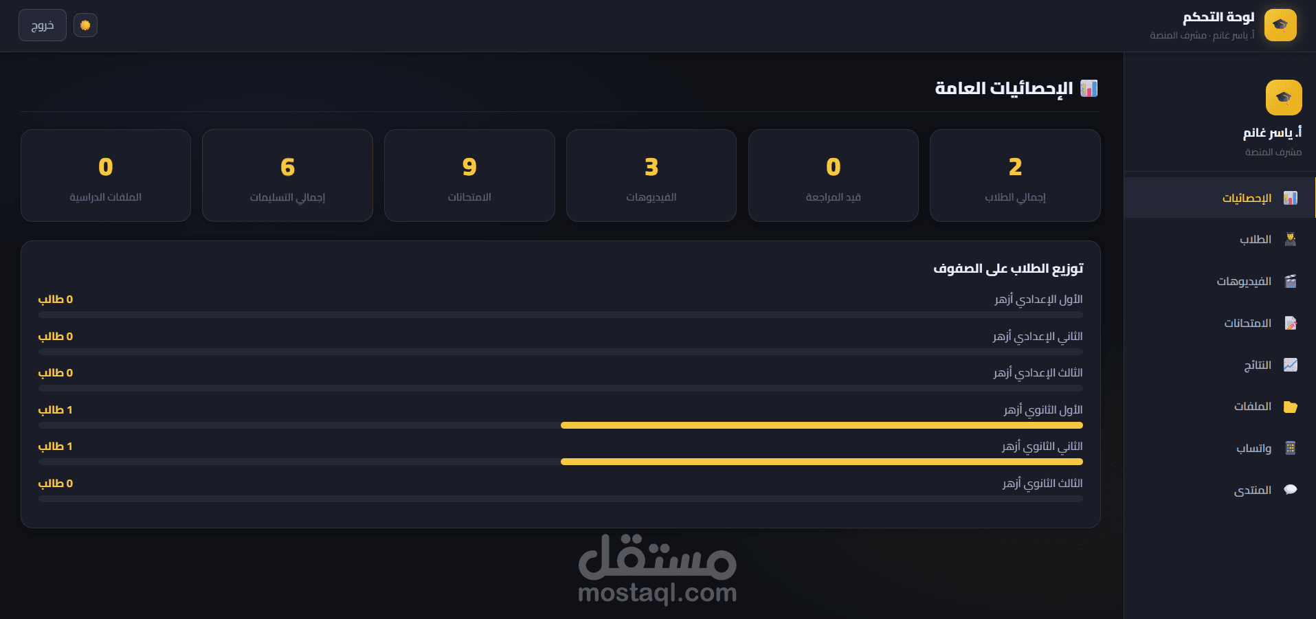 تصميم وتطوير منصة تعليمية تفاعلية (Front-End)