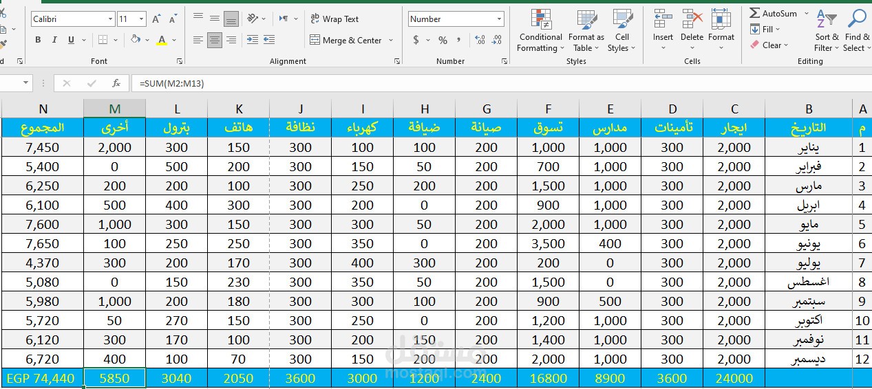 عمل قاعدة بيانات بال Excel