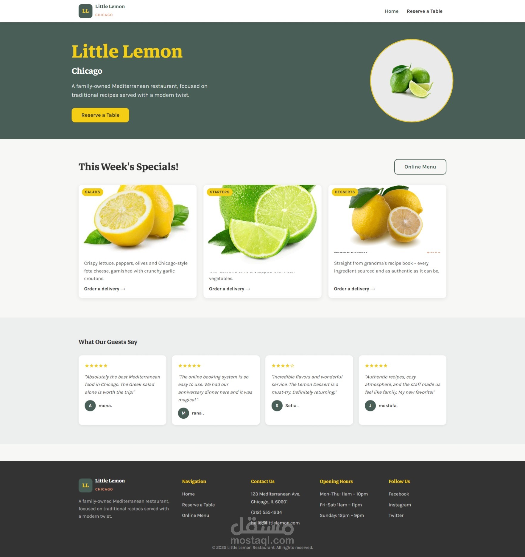موقع حجز مطعم متكامل (Restaurant Booking Website)