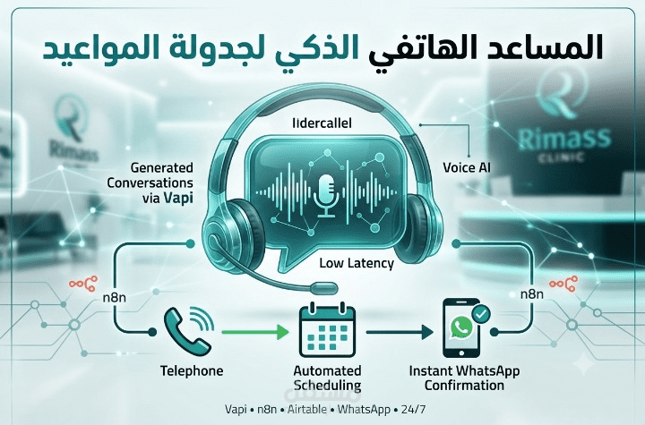 بناء نظام استقبال واتصال هاتفي ذكي (Voice AI Receptionist) لجدولة المواعيد آلياً