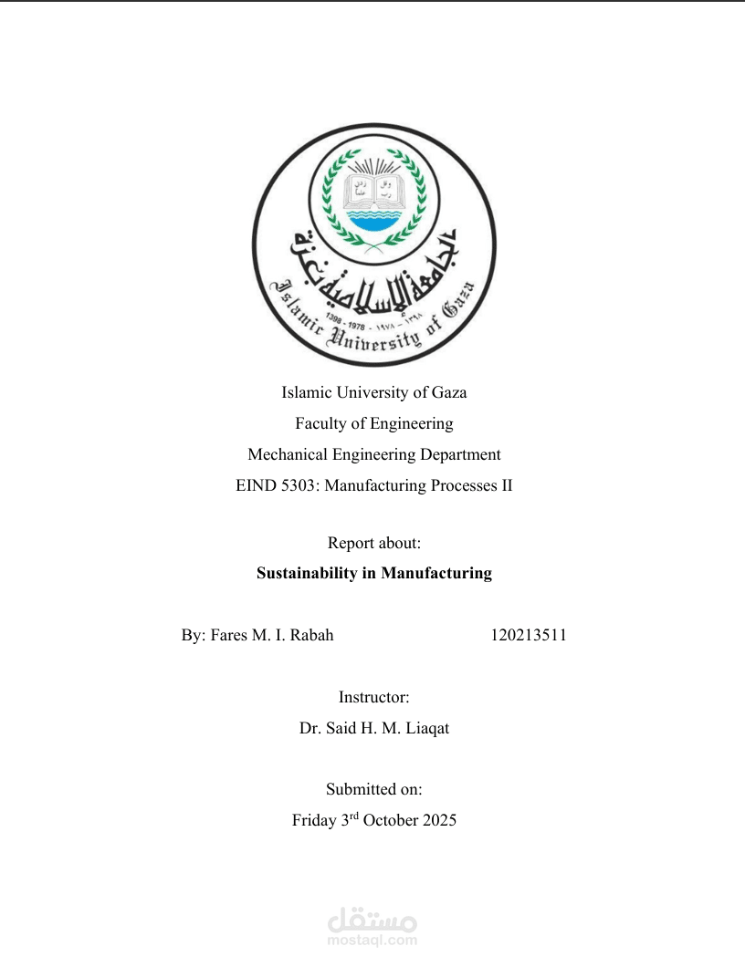 Sustainability in Manufacturing