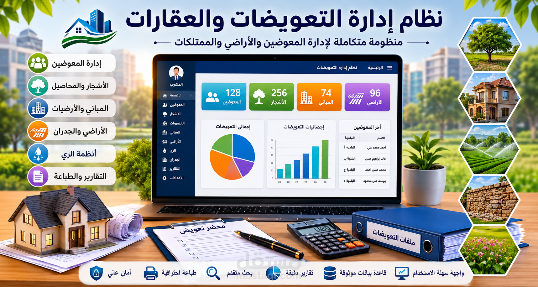 تطوير نظام ويب متكامل لإدارة التعويضات والأصول الزراعية والعقارية