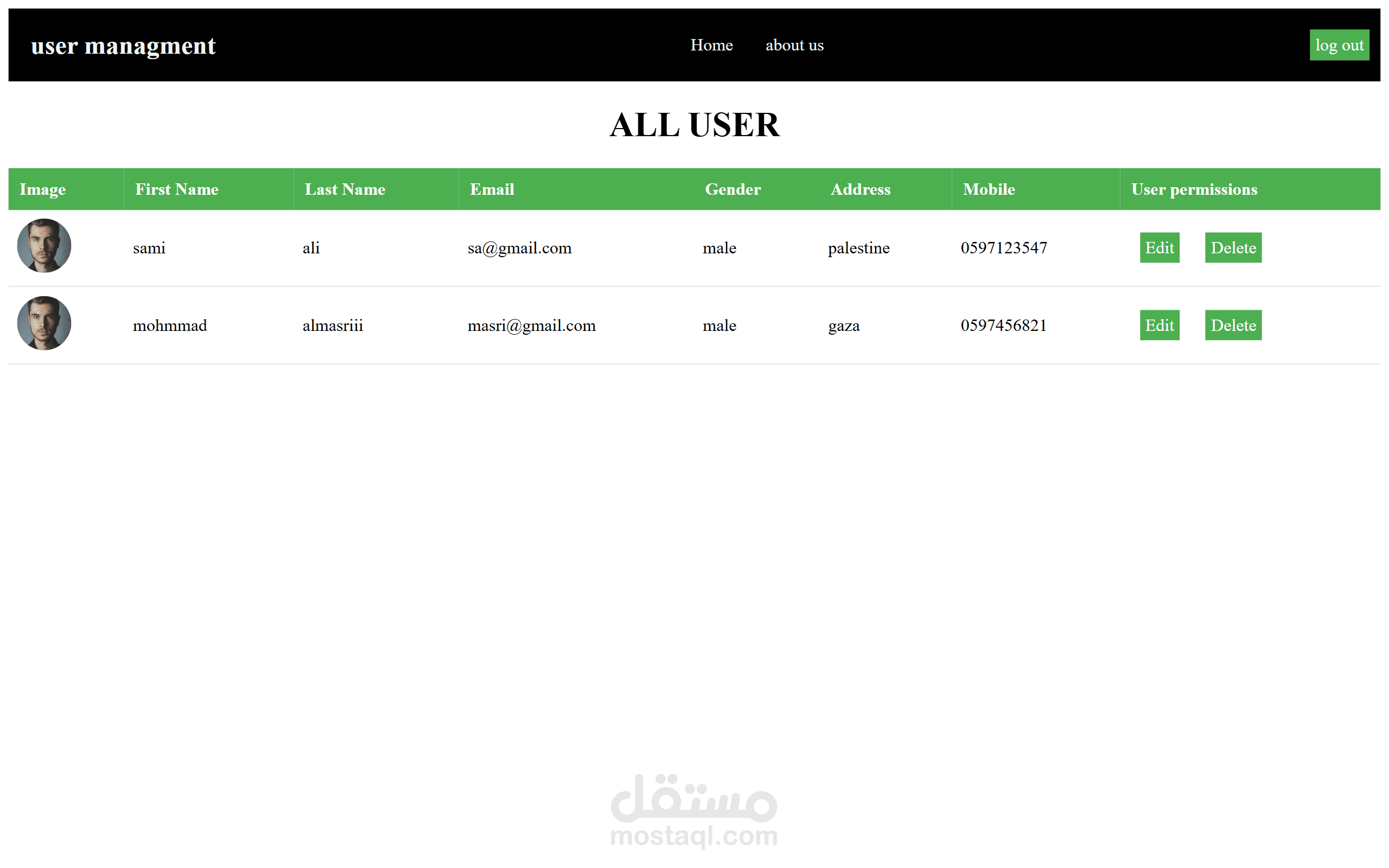ارادة الستخدمين حسب الصلاحيات في  php