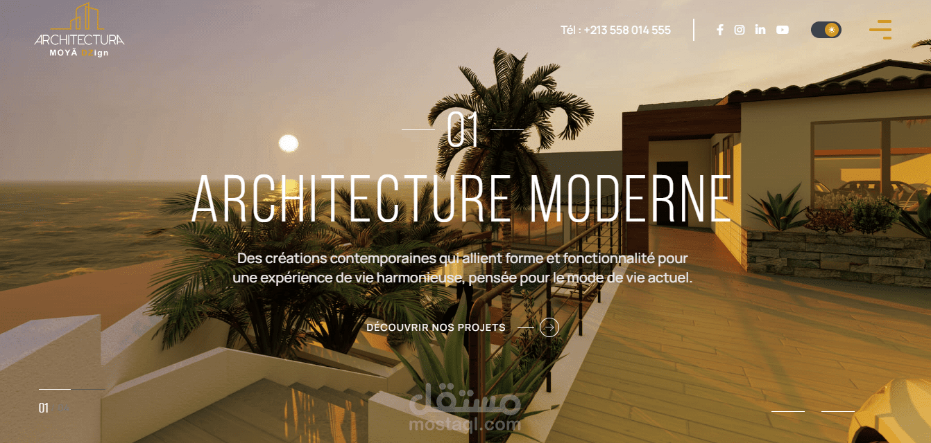 تصميم وتطوير موقع إلكتروني لمكتب هندسة معمارية وتصميم داخلي