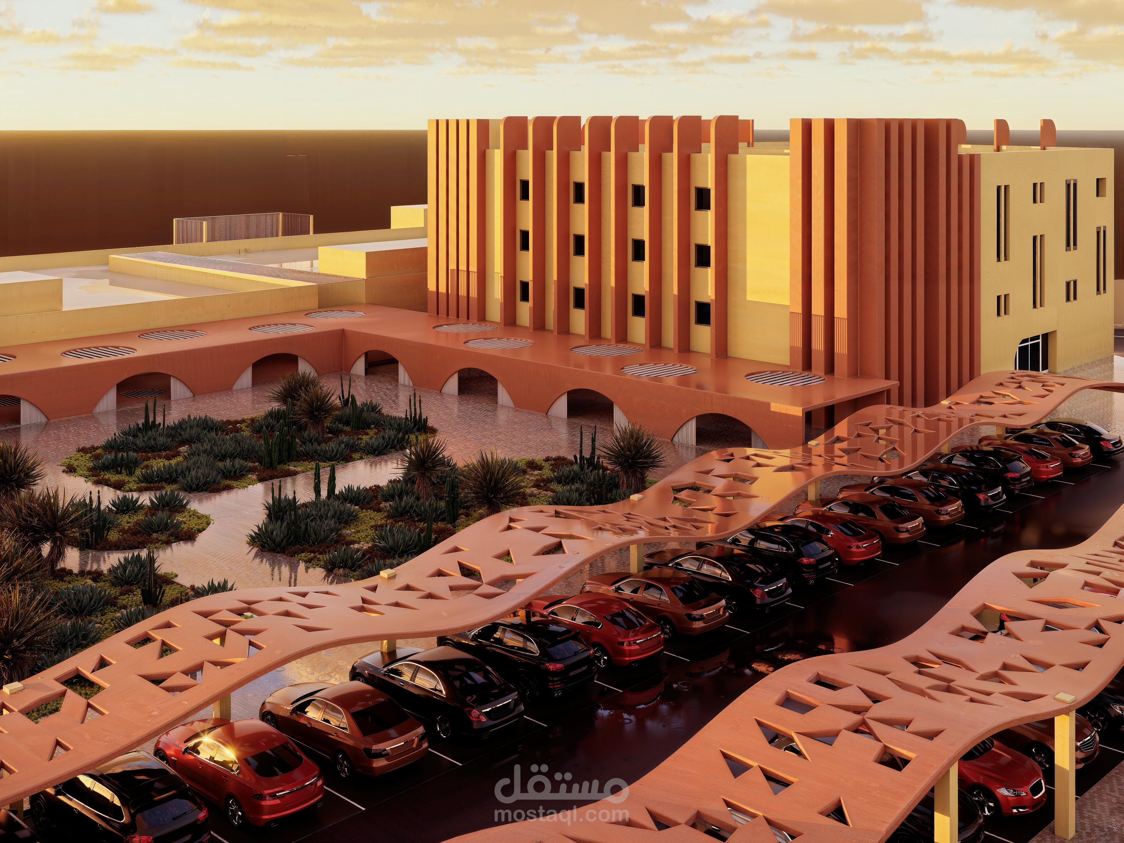 التصميم المعماري والإظهار ثلاثي الأبعاد لمستشفى النوبارية العام المستدام (Nubaria General Hospital)