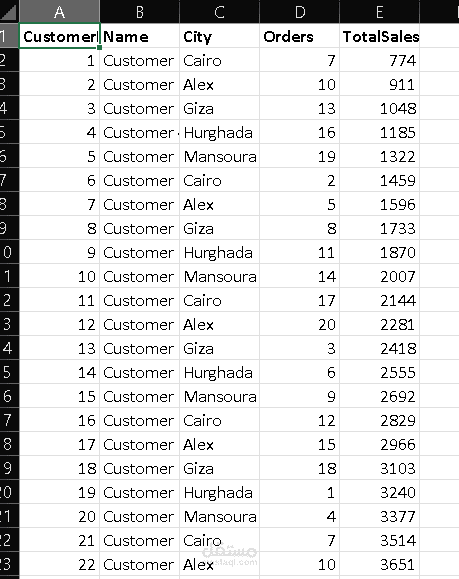 تنظيم بيانات العملاء باستخدام Excel