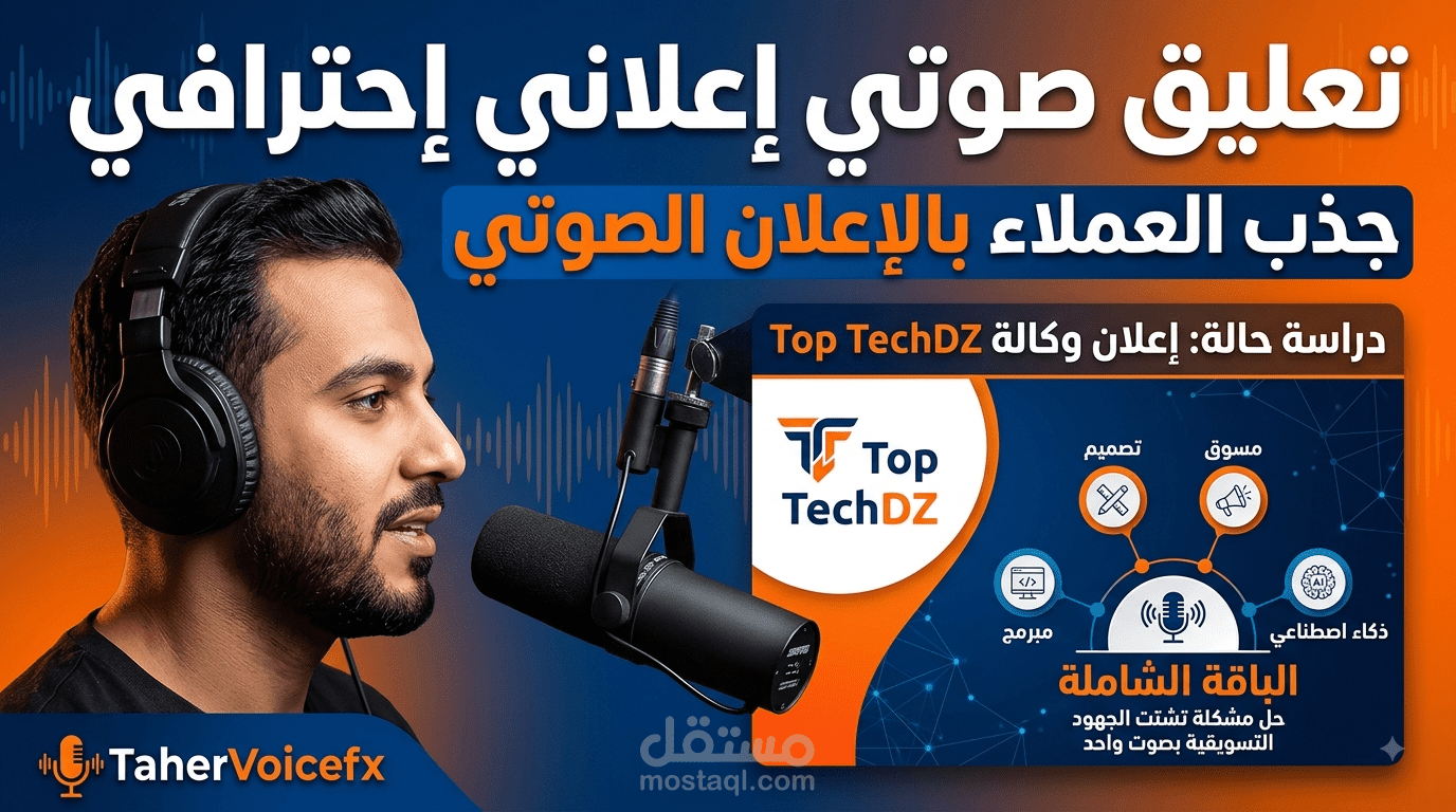 تعليق صوتي إعلاني احترافي - فيديو ترويجي لوكالة تسويق (Top TechDZ)