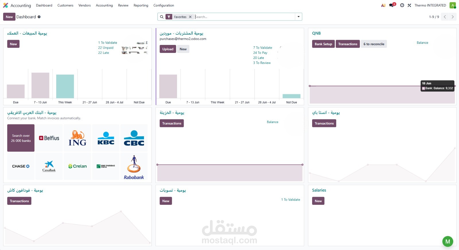 تطوير وتخصيص نظام Odoo ERP متكامل للتحكم في المبيعات، المشتريات، والمخازن