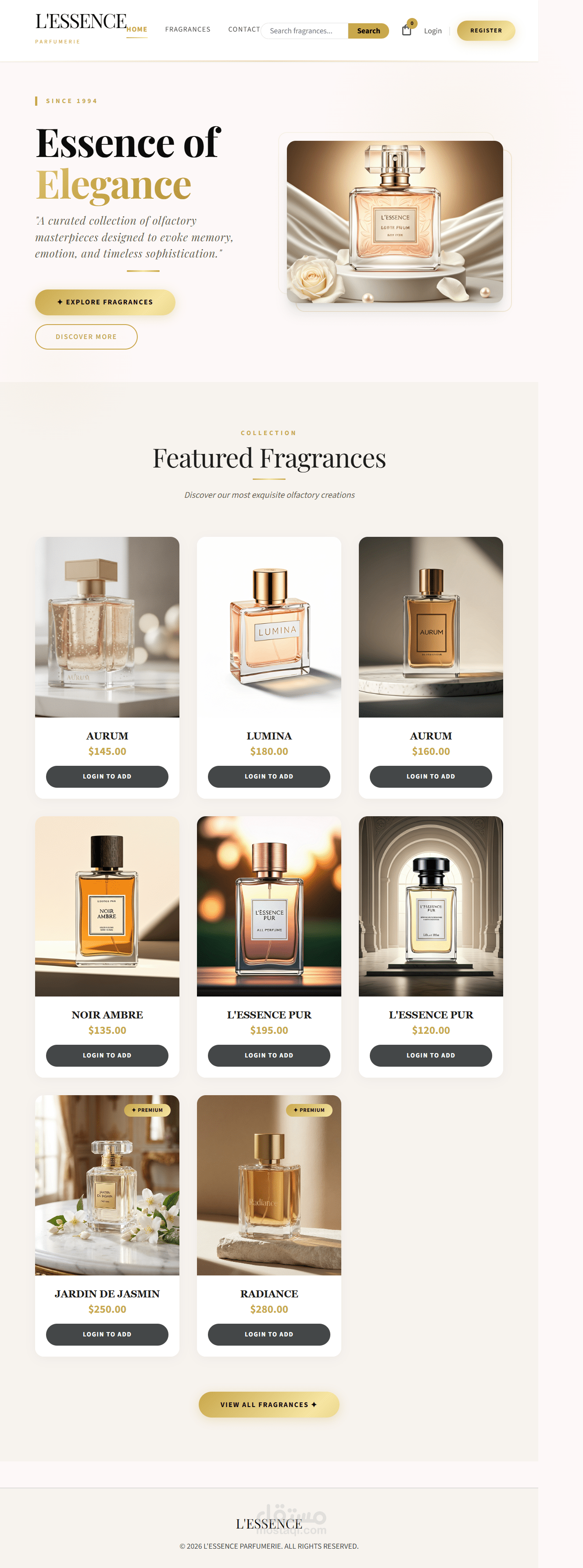 متجر عطور إلكتروني متكامل باستخدام HTML وCSS وJavaScript و SQL