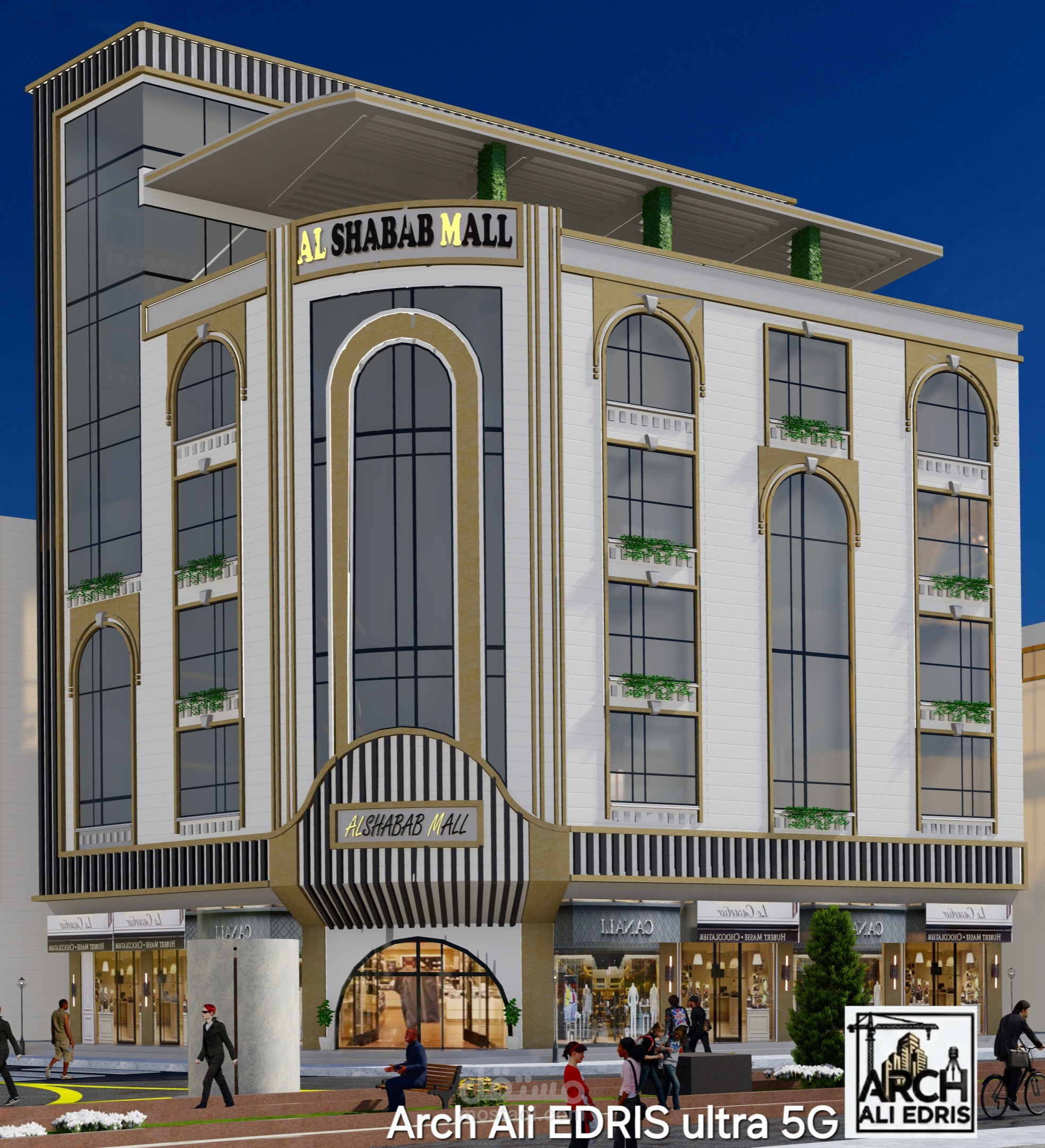 تصميم واجهه مبنى تجاري