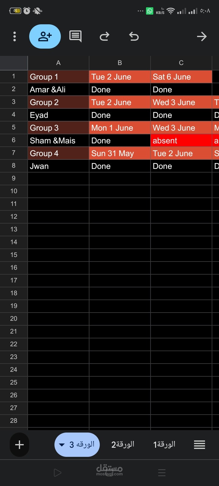 تصميم وإعداد جداول رقمية لمتابعة حضور وأداء الطلاب عبر Google Sheets