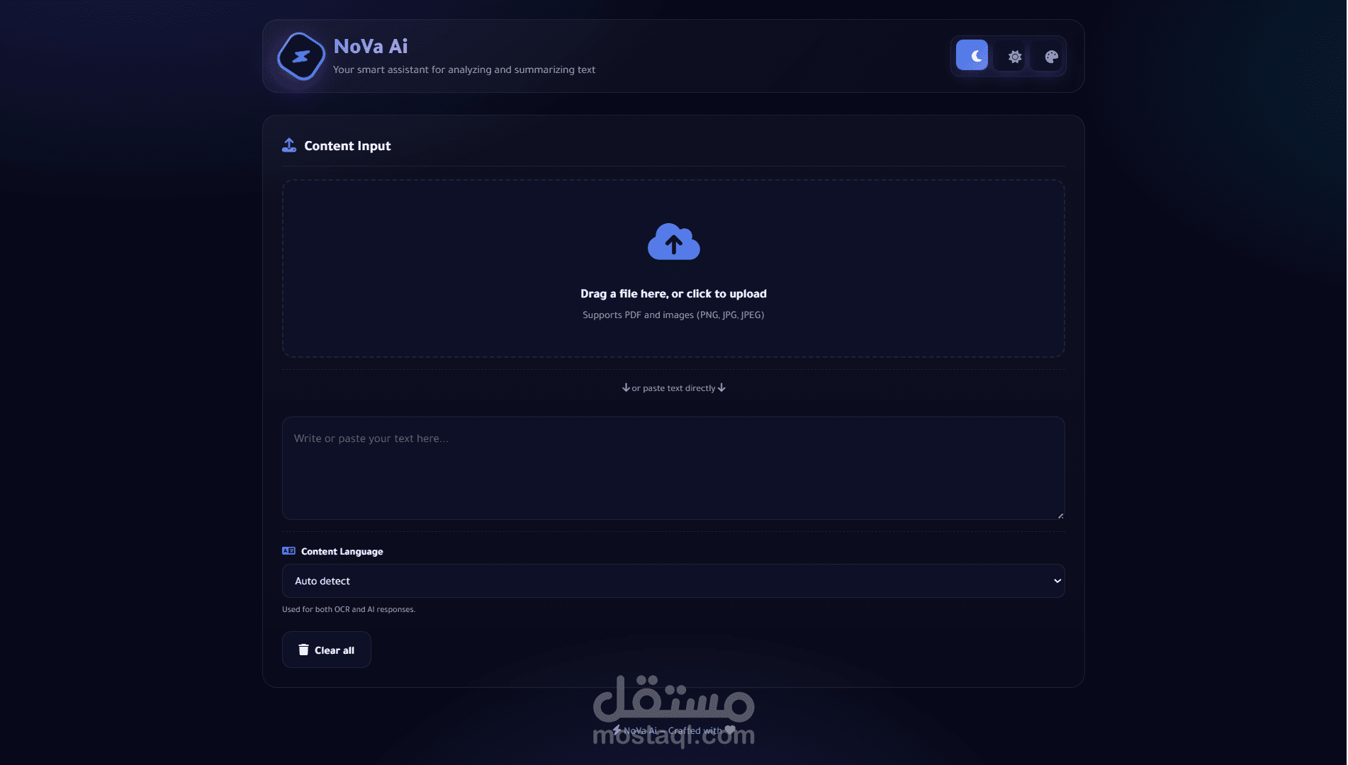 NoVa Ai — المساعد الذكي لتحليل وتلخيص النصوص والملفات المدعوم بالذكاء الاصطناعي