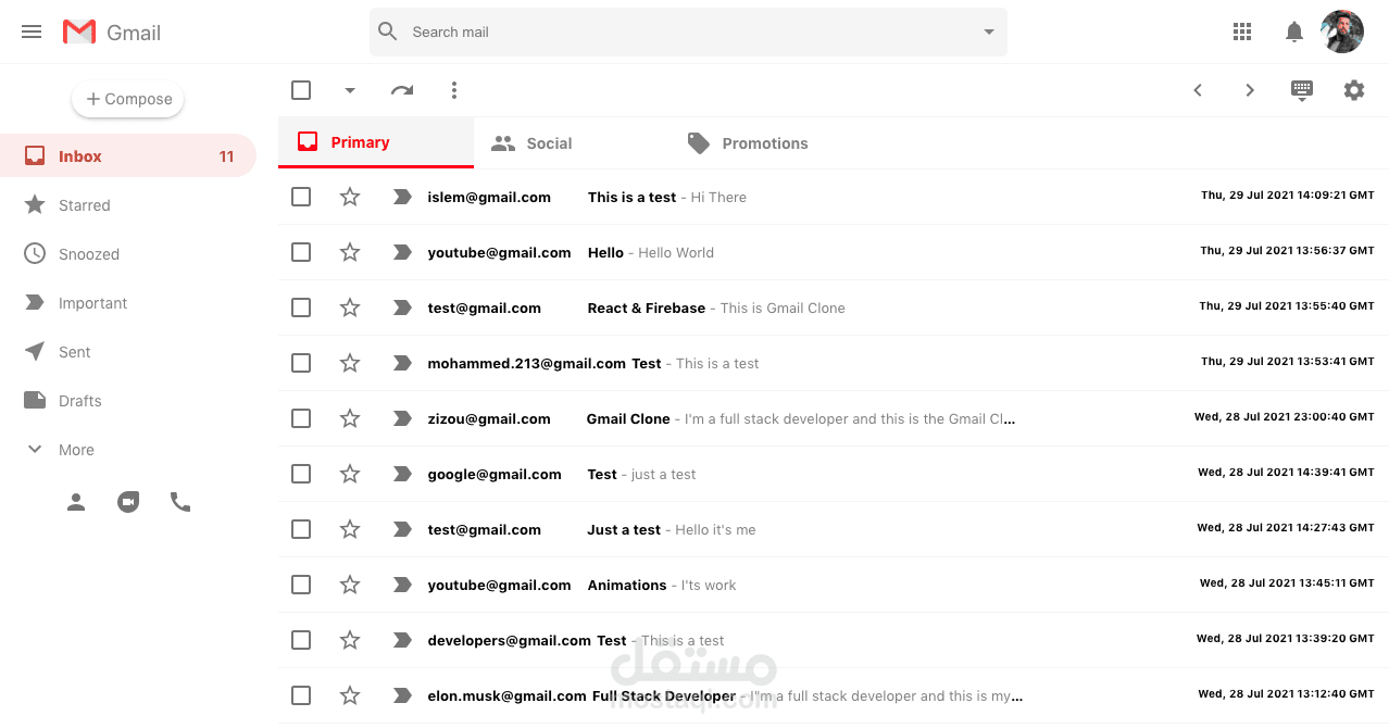 Gmail Clone with React & Firebase