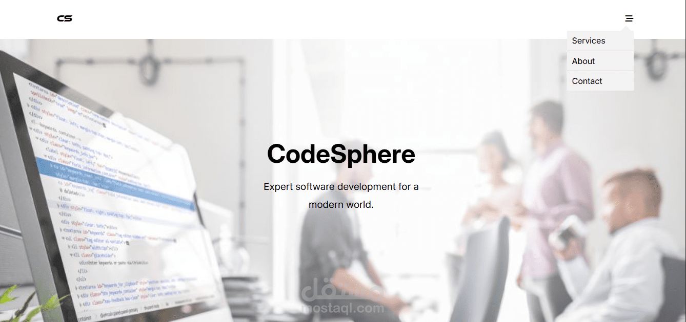 تطوير موقع شركة برمجيات متكامل (CodeSphere)