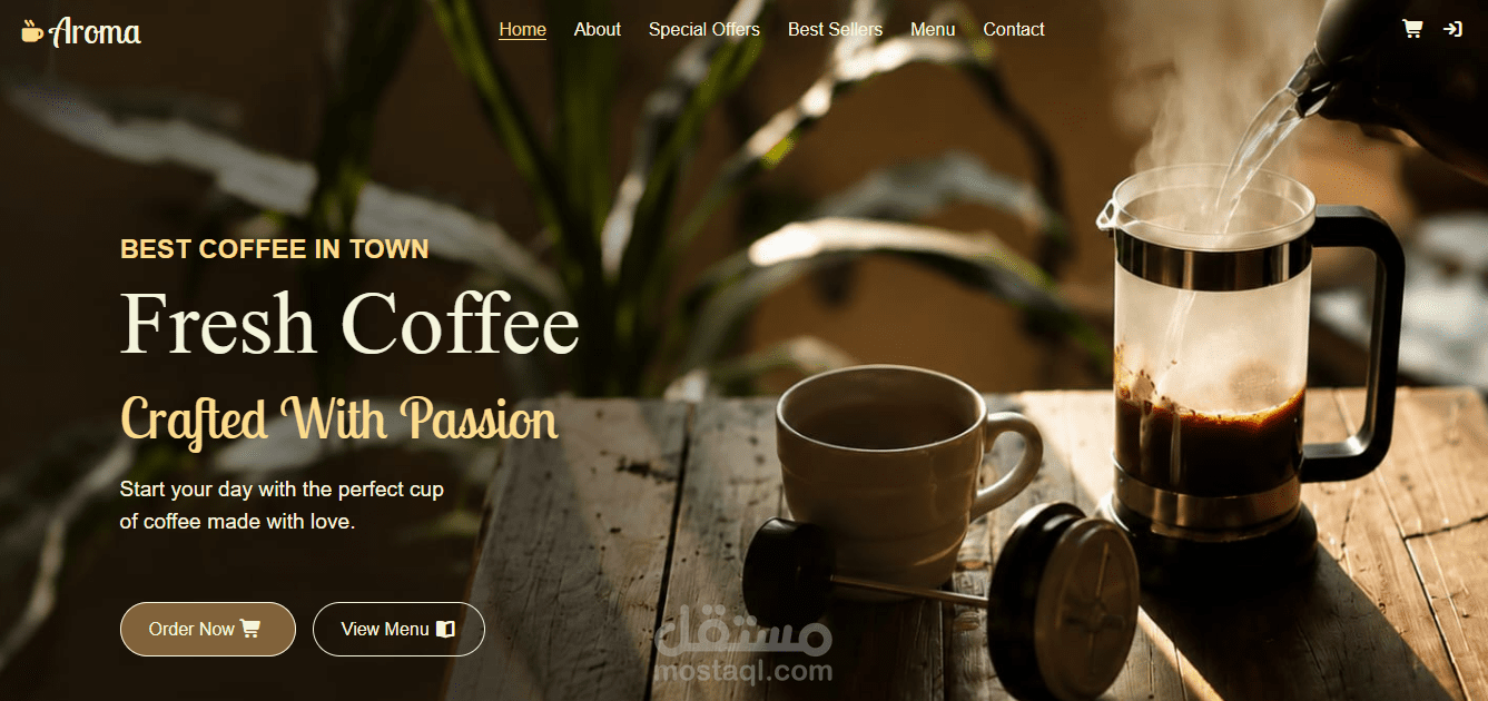 تطوير موقع كافيه متجاوب(`Aroma-cafe)