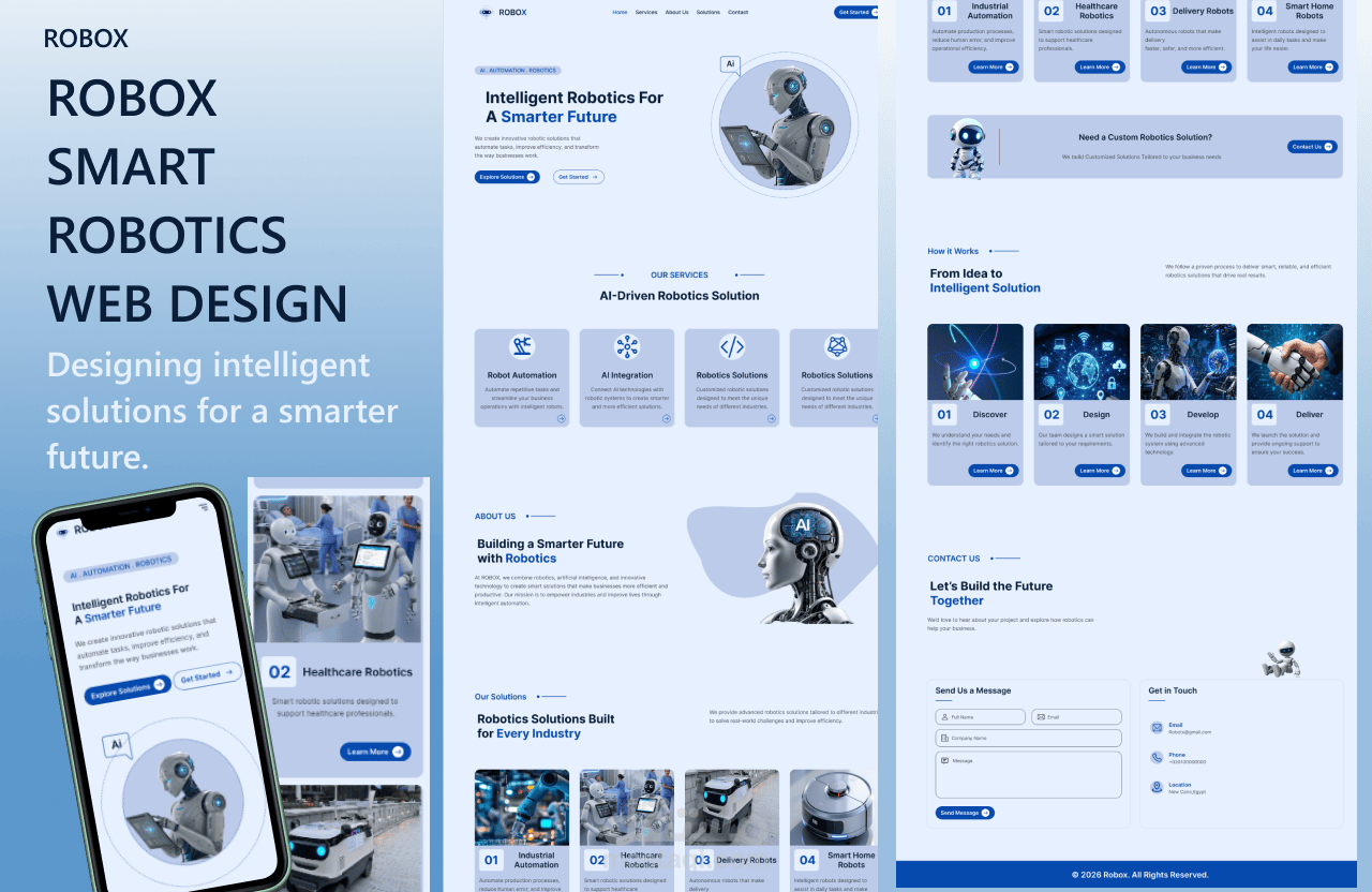تصميم موقع RoboX للروبوتات