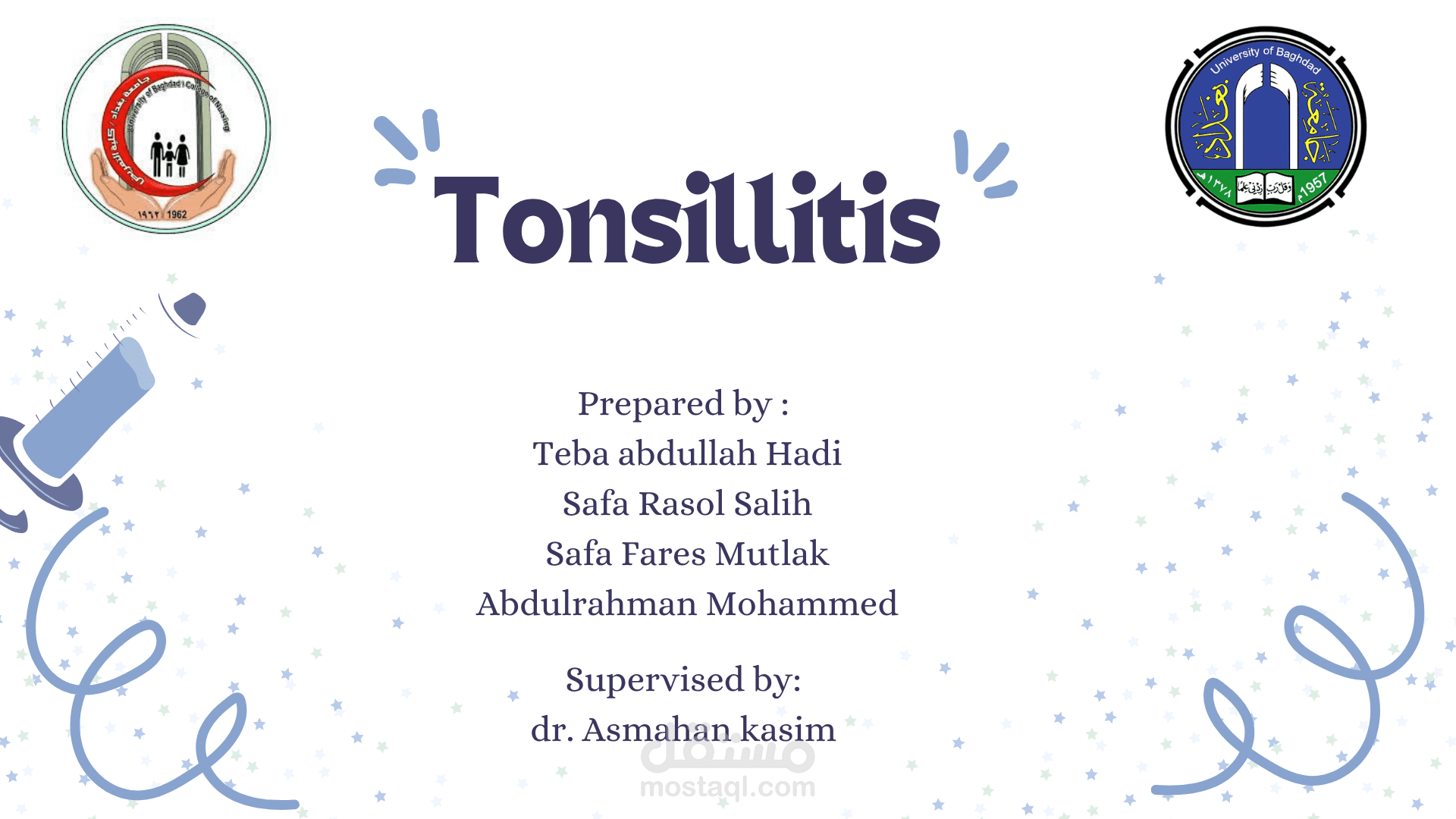 تصميم عرض تقديمي احترافي عن التهاب اللوزتين (PowerPoint)