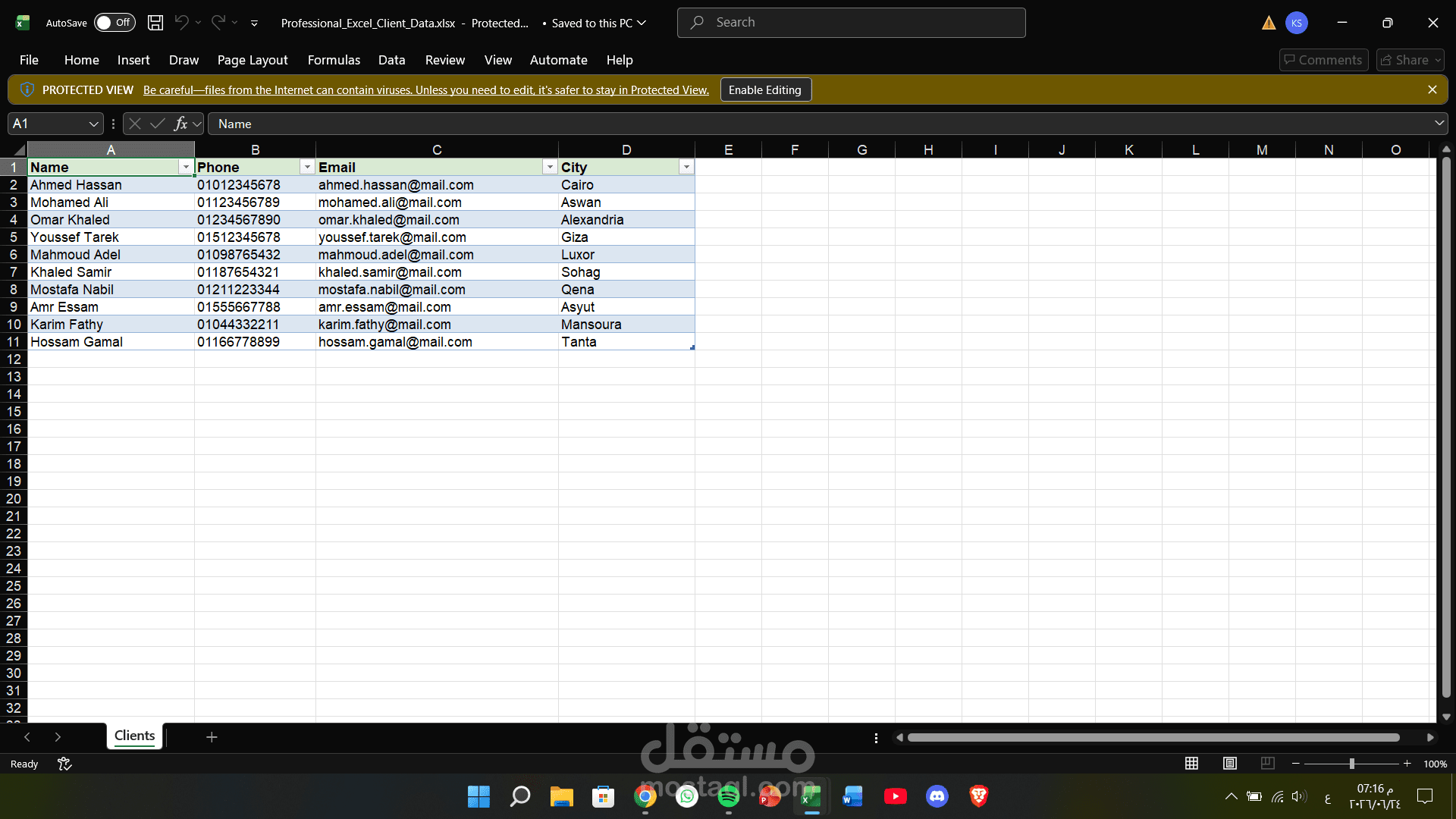 تنظيم وإدارة بيانات العملاء باستخدام Microsoft Excel