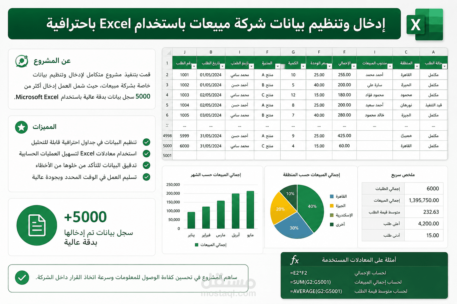 إدخال وتنظيم بيانات شركة مبيعات باستخدام Excel باحترافية