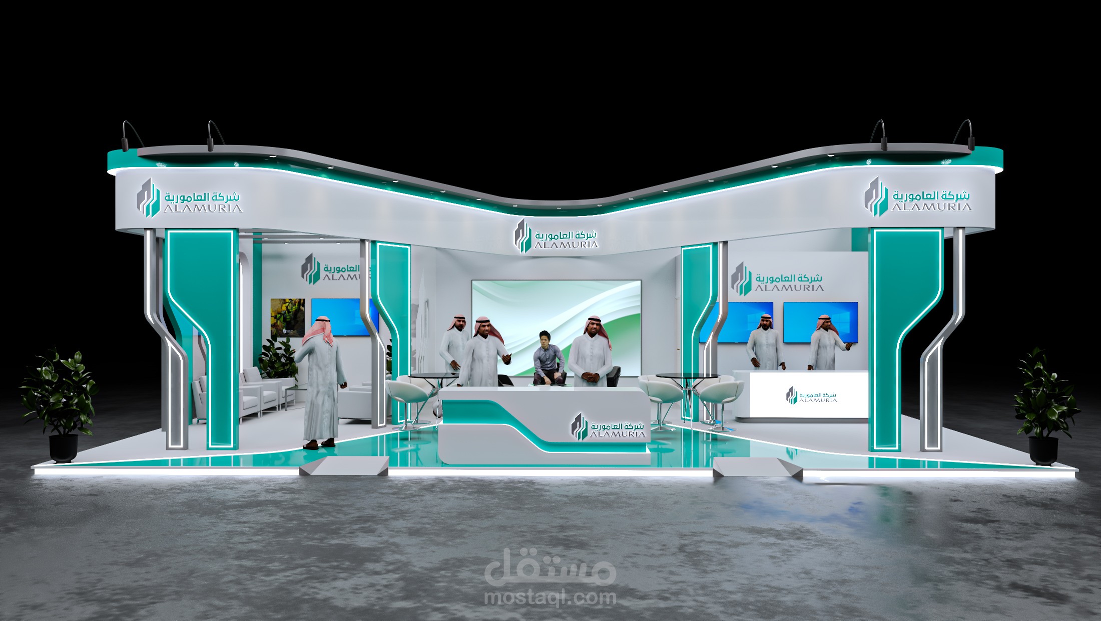 تصميم بوث لشركة العمورية ضمن معرض الحج والعمرة في السعودية 2024