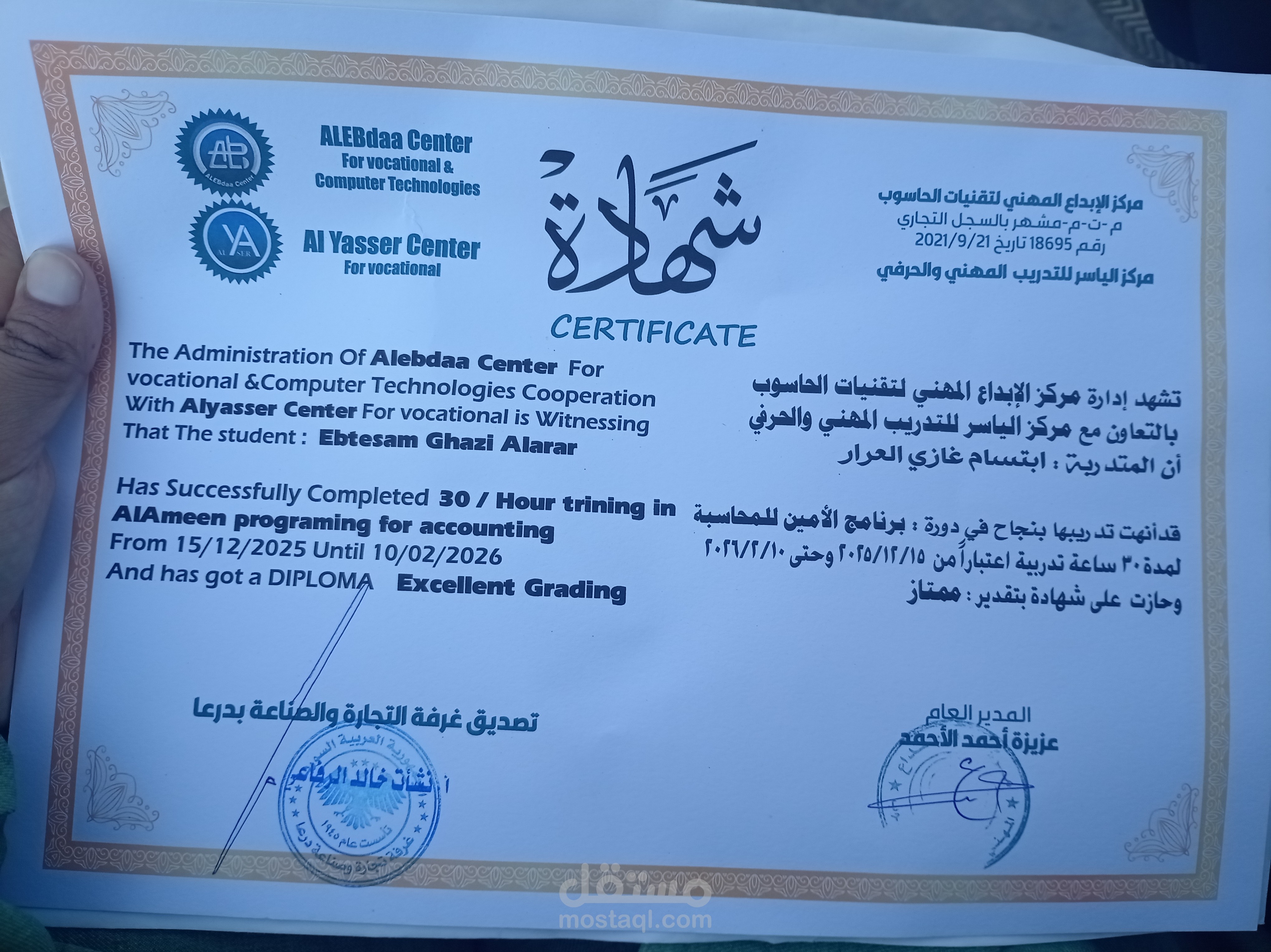 أعداد شجرة الحسابات وتسجيل الفواتير اليومية