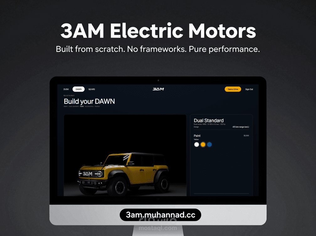 منصة عرض سيارات كهربائية بمحرك واجهات مخصص وأداء فائق