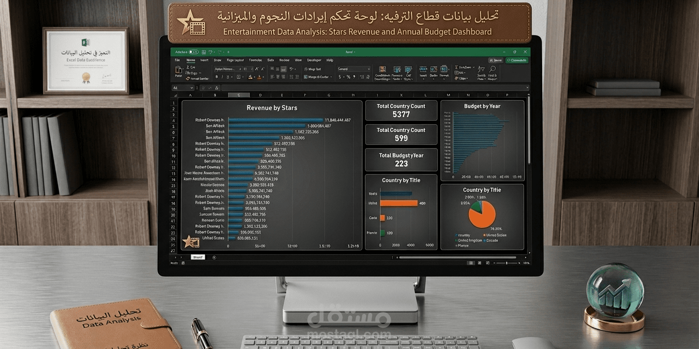 تحليل بيانات صناعة السينما العالمية واستخراج التقارير الاقتصادية باستخدام Excel