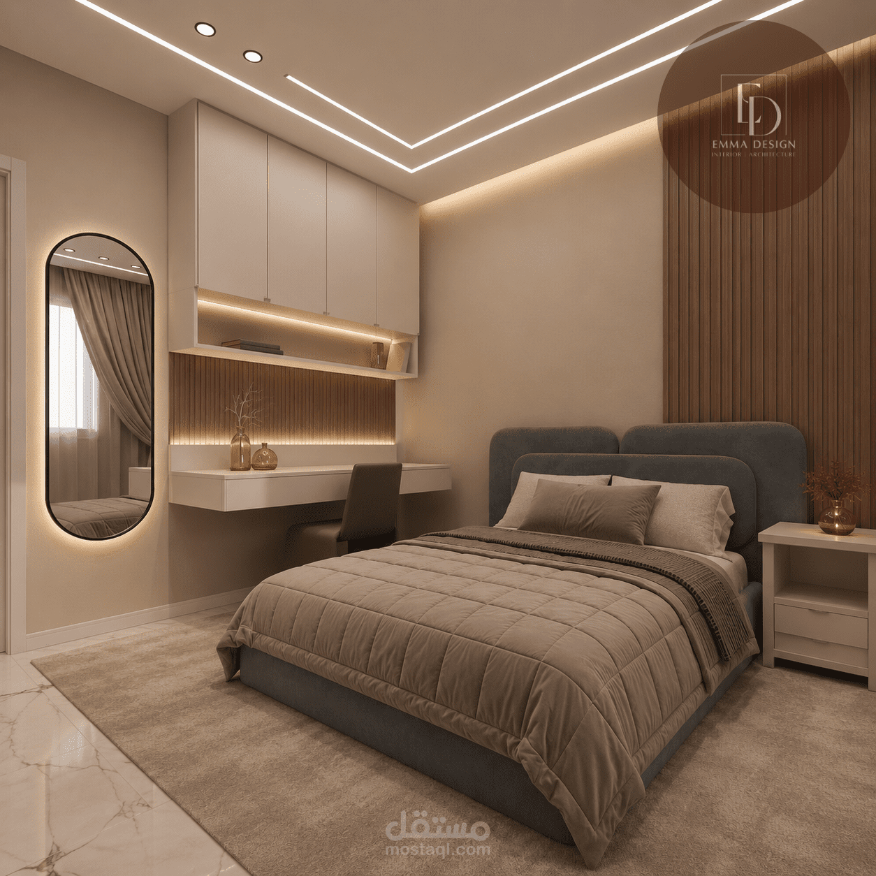 - وحده سكنيه ١ مكونه من ( غرفه سينجل لشاب - غرفه ثنائيه لبنتين - غرفه رئيسيه للابوين - مطبخ -وحمام-  وصاله )