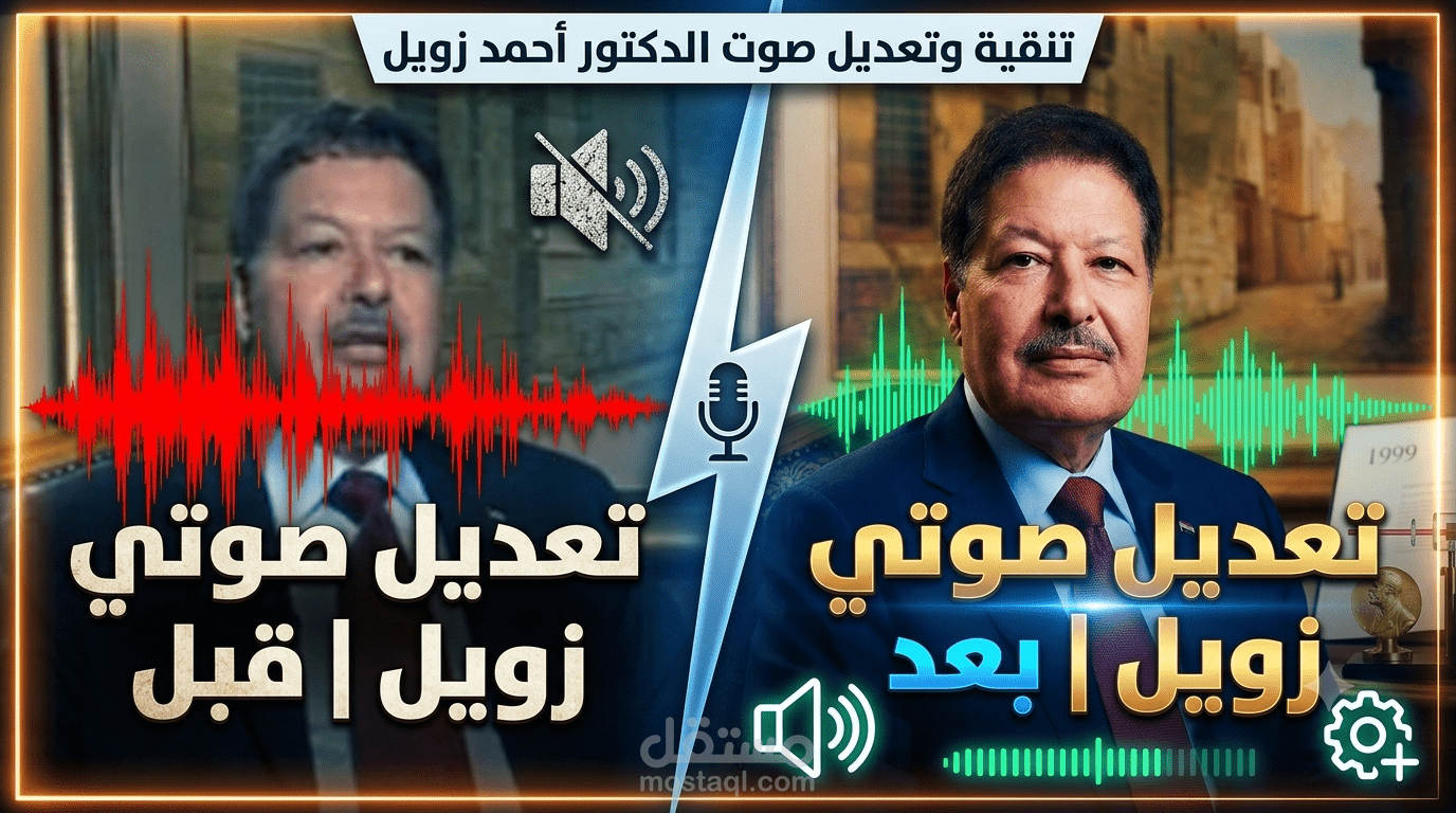 هندسة صوتية وتنقية تسجيل تاريخي نادر - د. أحمد زويل (قبل وبعد)
