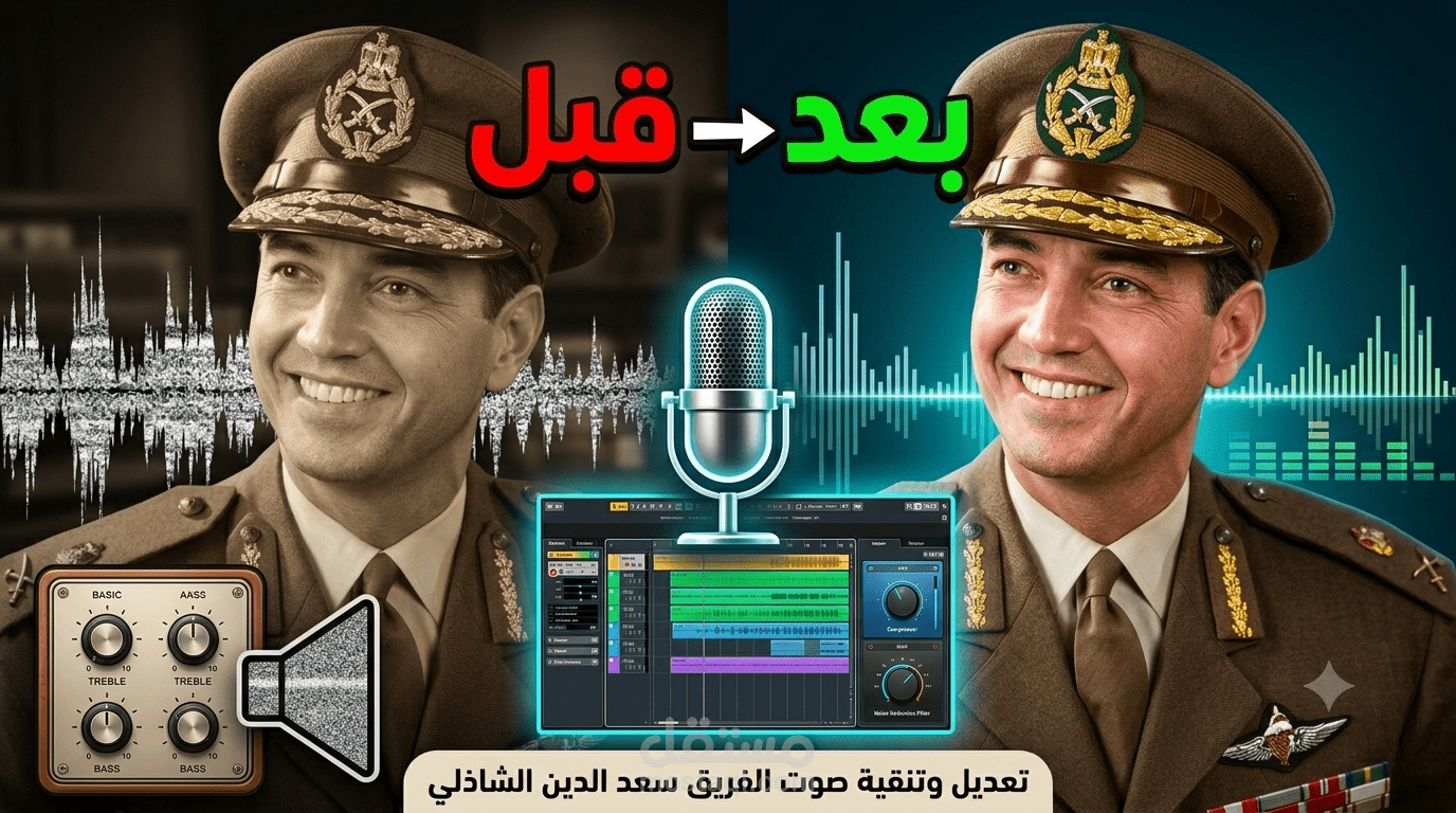 إعادة هندسة وتنقية صوتية لخطاب تاريخي - الفريق سعد الدين الشاذلي (قبل وبعد)