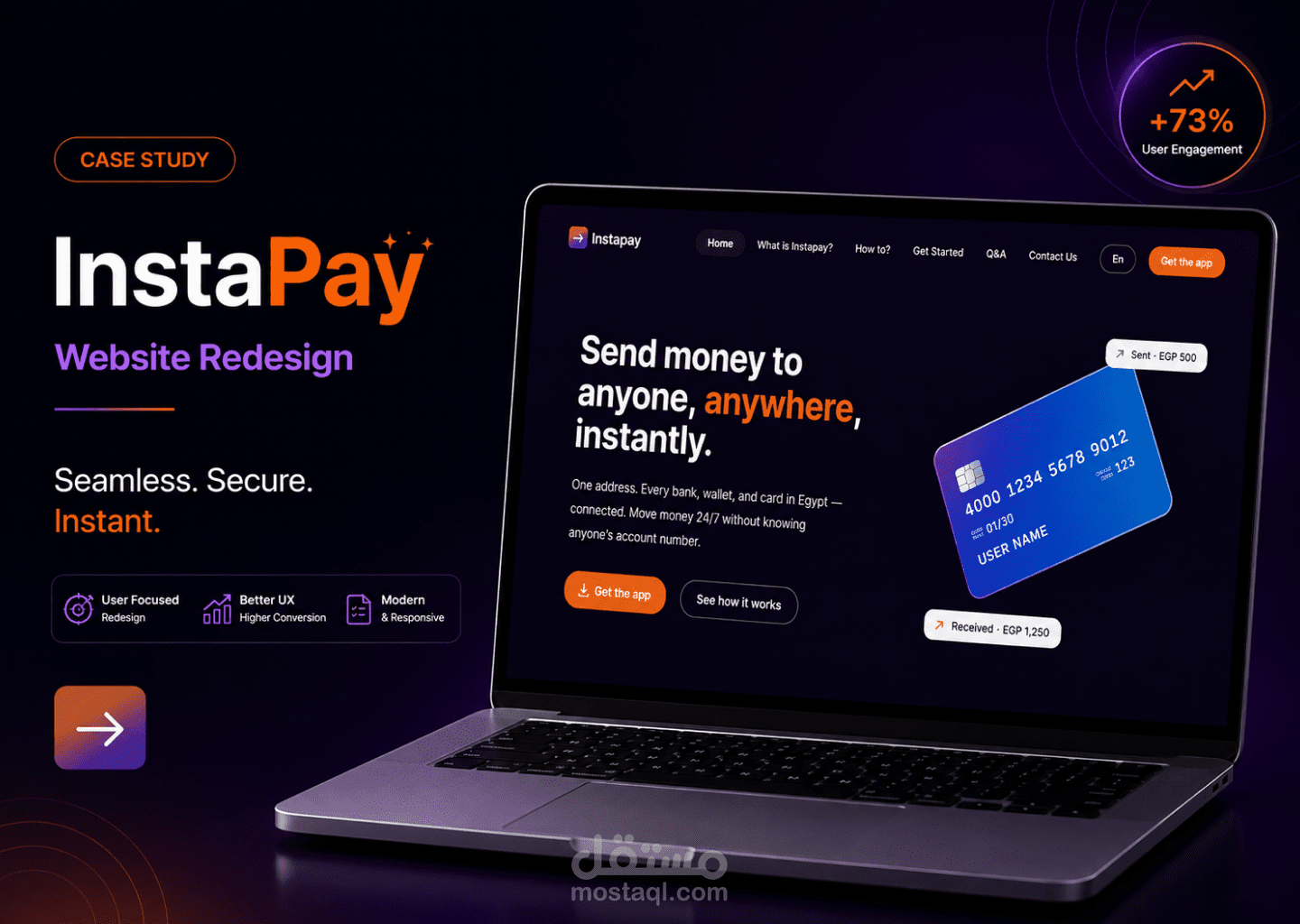 إعادة تصميم صفحه هبوط موقع InstaPay - تحسين الهوية البصرية وتجربة المستخدم