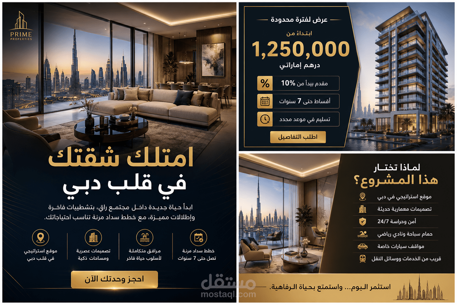 تصميم إعلان عقاري احترافي - هوية بصرية لقطاع العقارات
