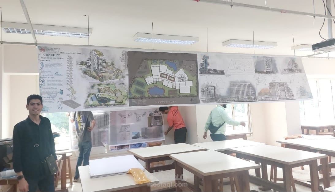 التصميم المعماري والإظهار الواقعي لفندق عالمي ومركز مؤتمرات بالعاصمة الإدارية الجديدة (مشروع تصميم 5)