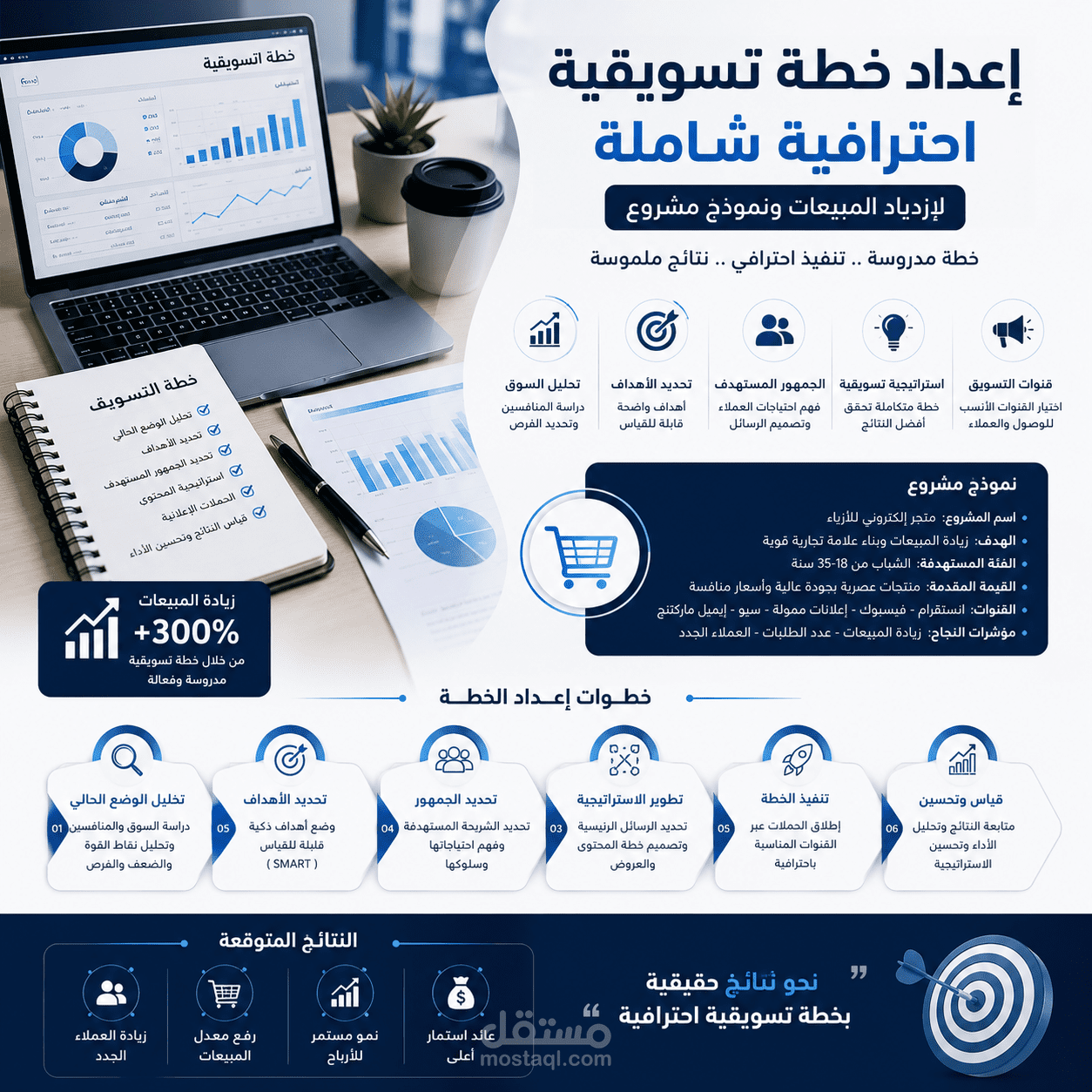 إعداد خطة تسويقية احترافية شاملة لزيادة المبيعات وتحقيق نمو الأعمال