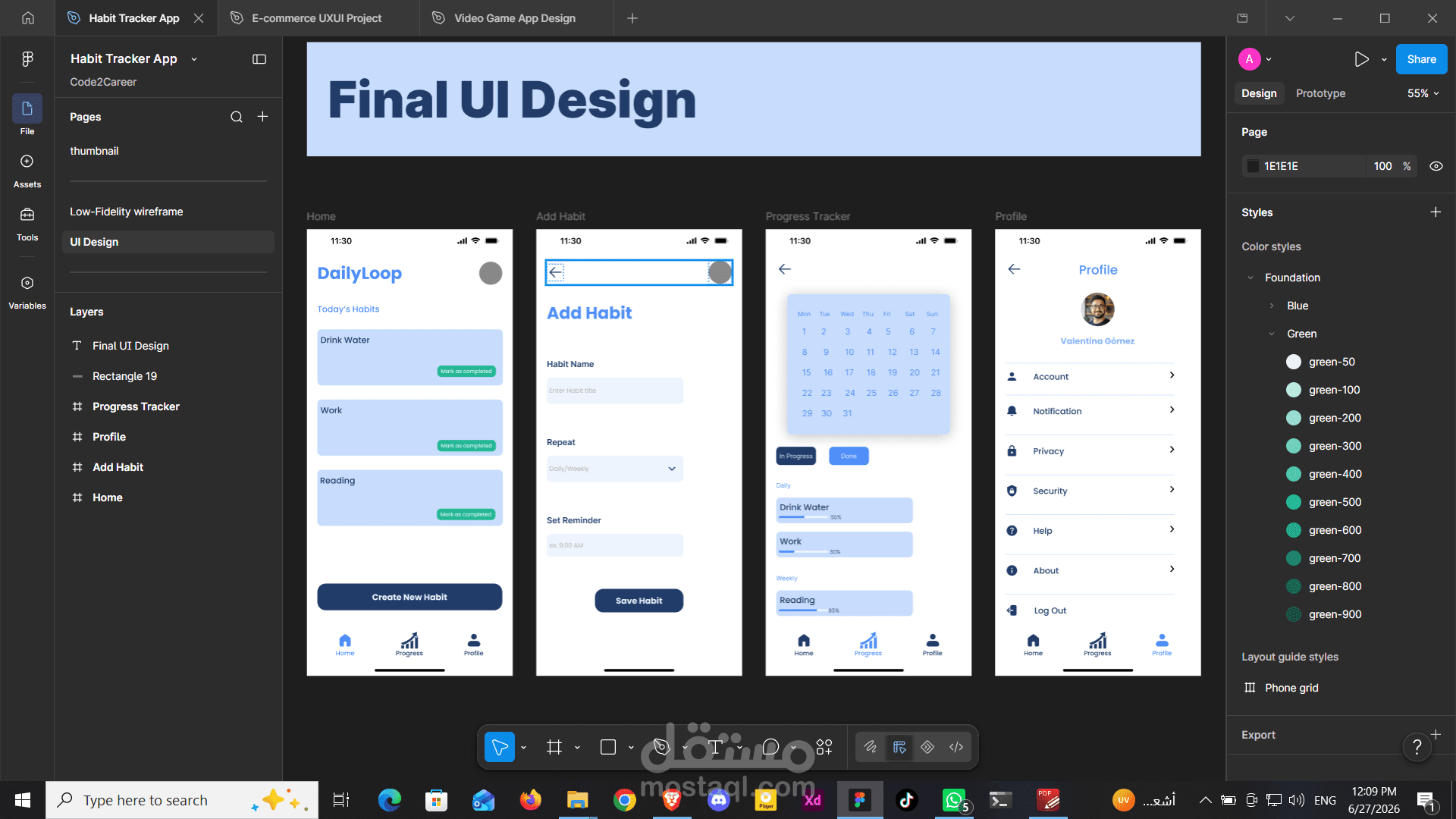Mobile App UI/UX Design - Habit Tracker