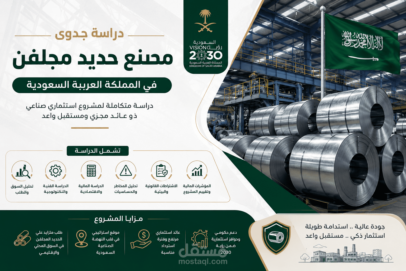 دراسة جدوى شاملة لمشروع مصنع حديد مجلفن في المملكة العربية السعودية