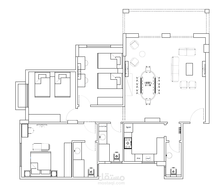 تصميم معمارى وداخلى لوحدة سكنية