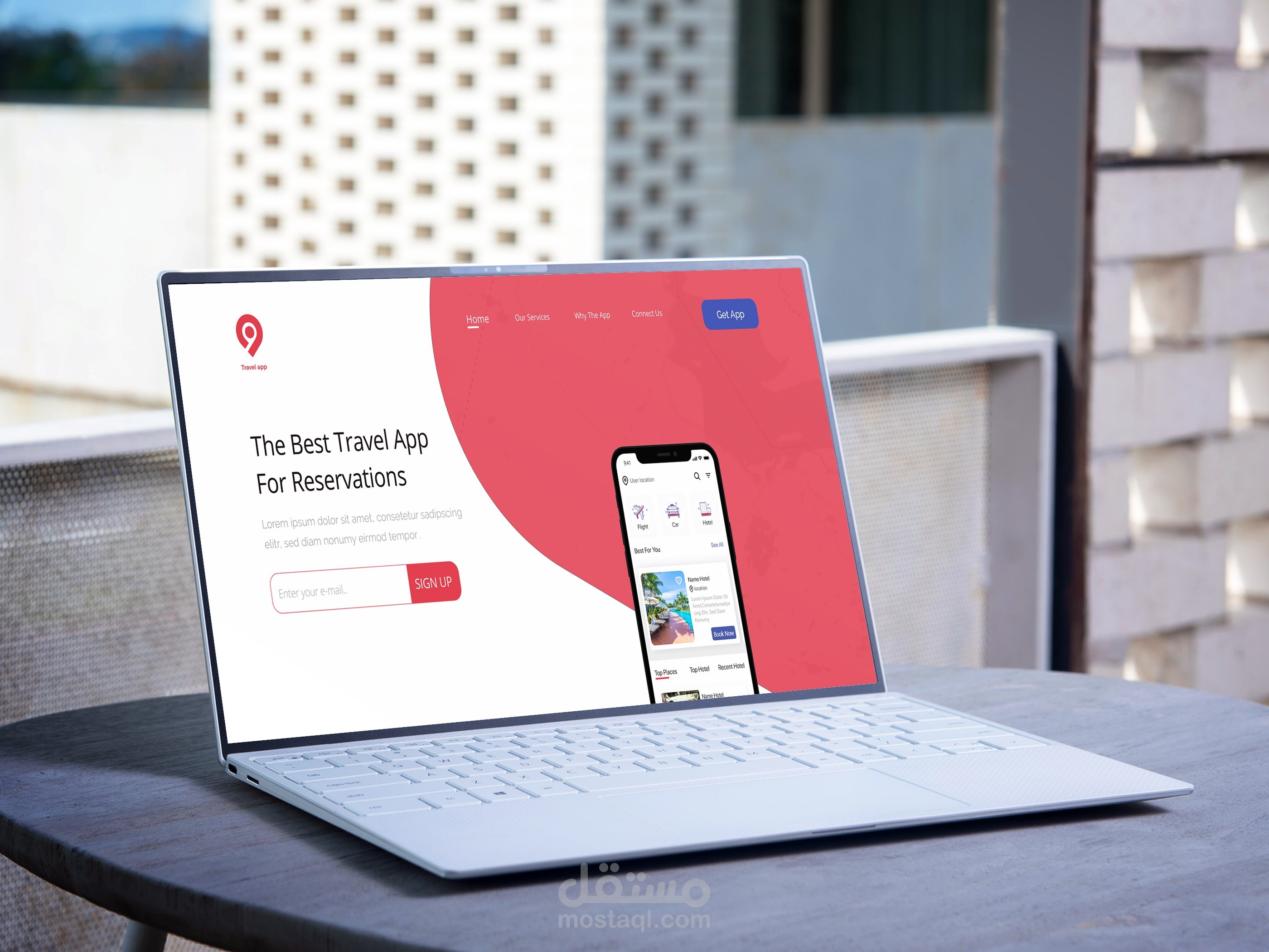 تصميم صفحة هبوط لتطبيق للسفر
