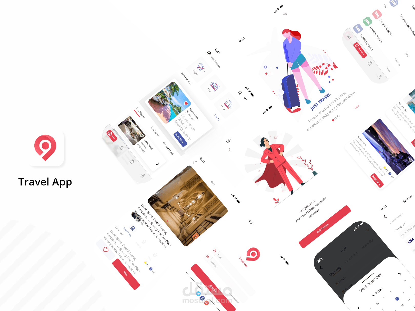 تصميم تطبيق ( الابلكيشن ) سفر ( سياحة) كامل