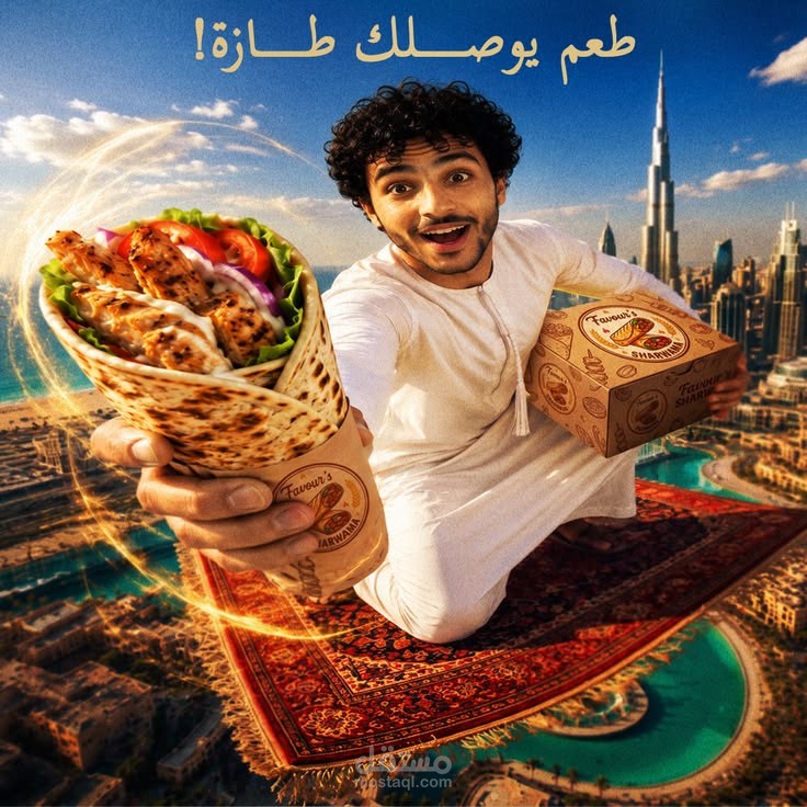 تصميم بوستر تسويقي لمطعم شاورما