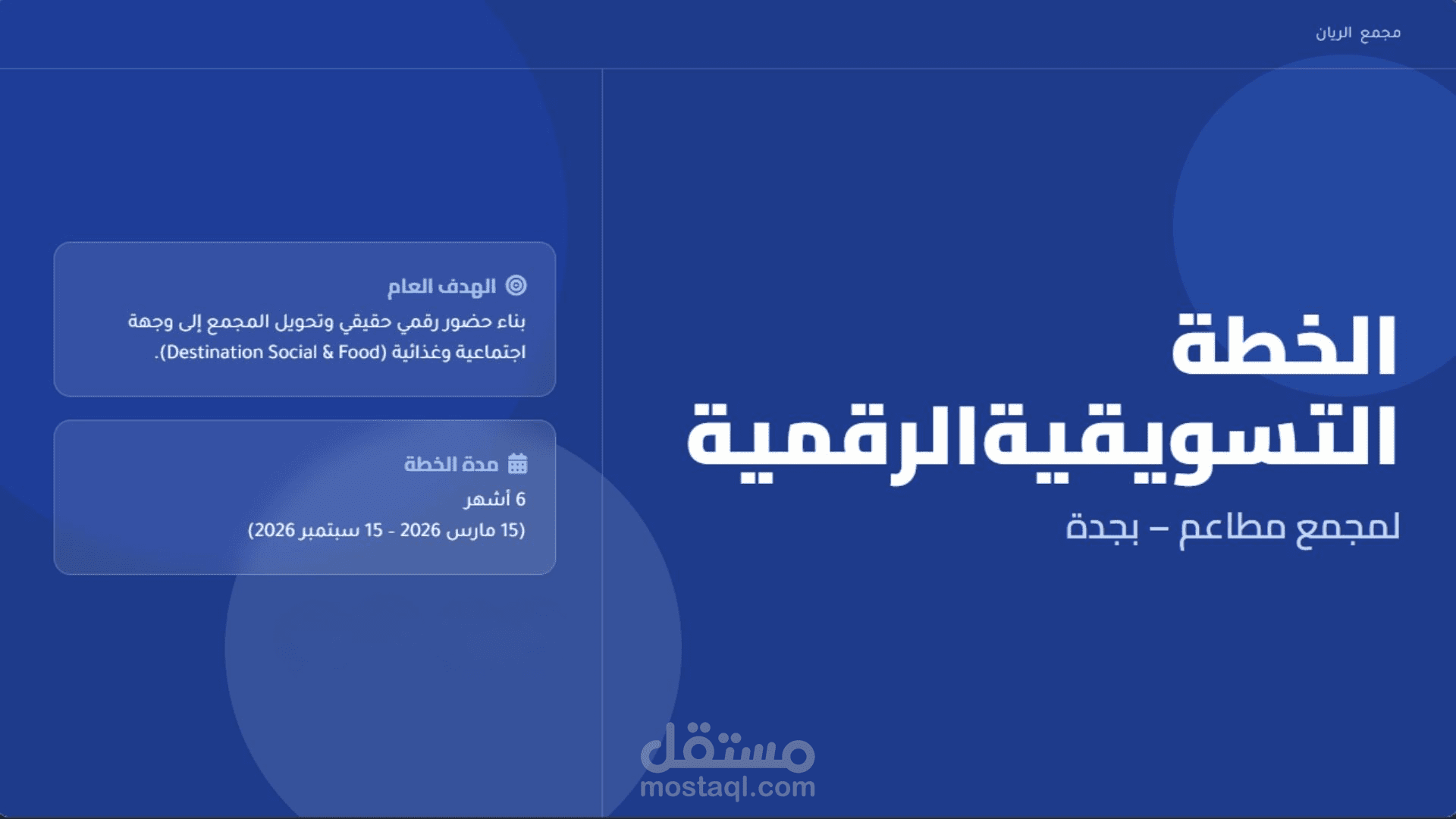 خطة التسويق الرقمي لمجمع الريان مطاعم جدة 2026