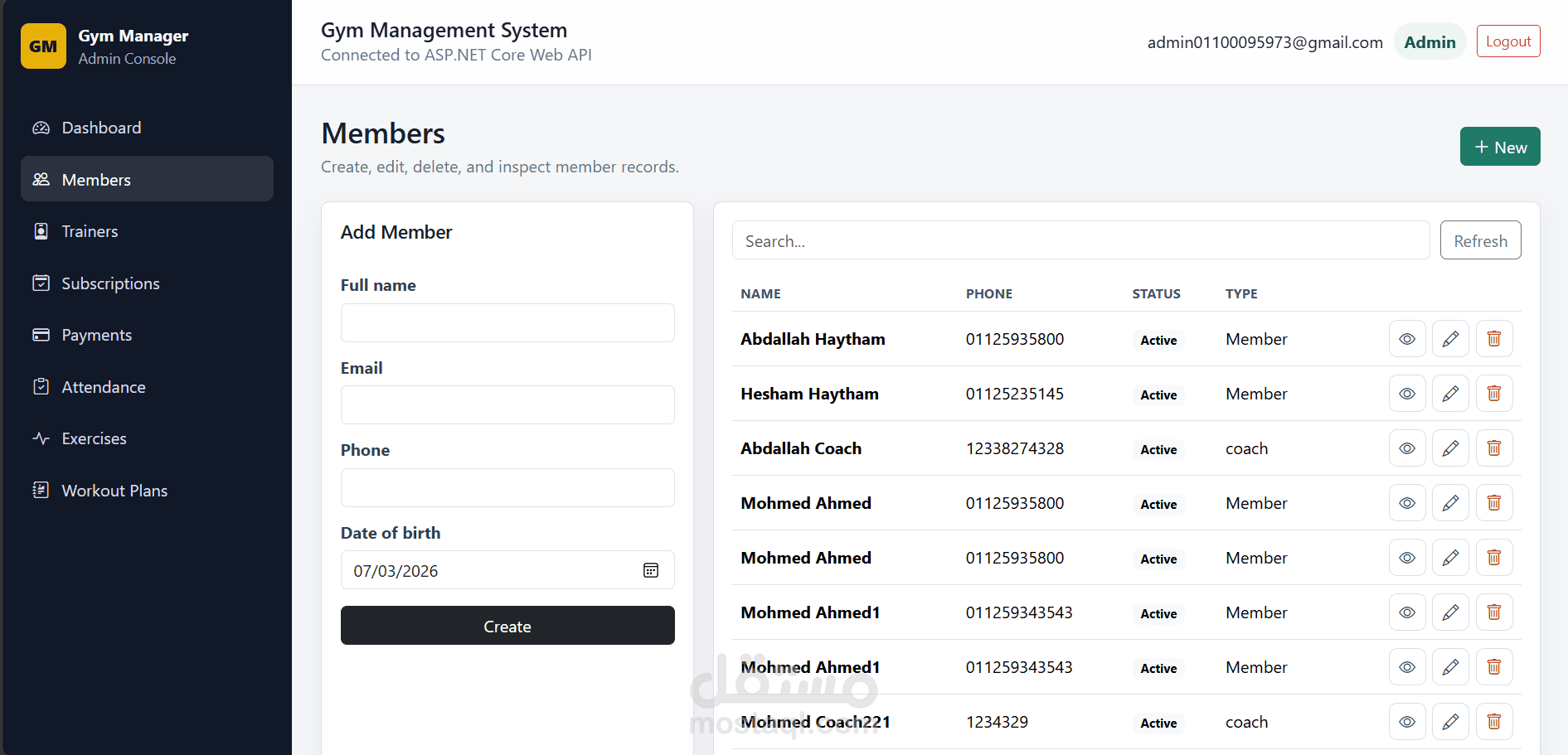Gym Mangment System