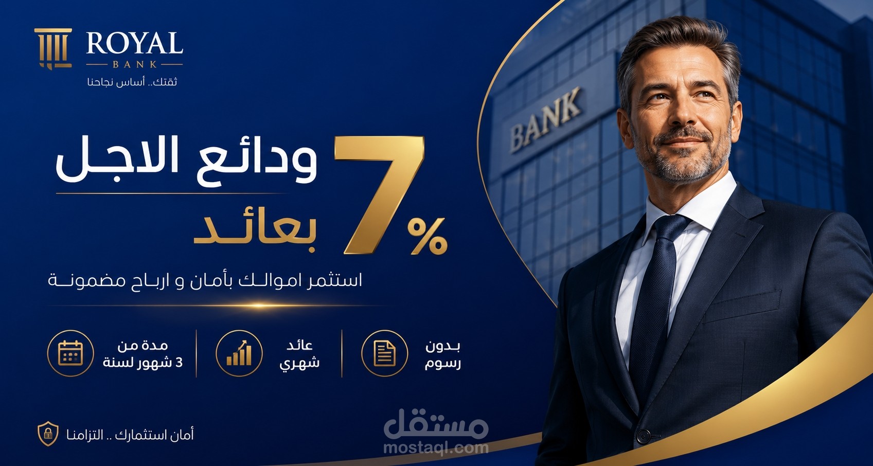 تصميم اعلاني لمنتج بنكي - ودائع الاجل بعائد 7%