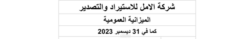 إعداد الميزانية العمومية لشركة تجارية