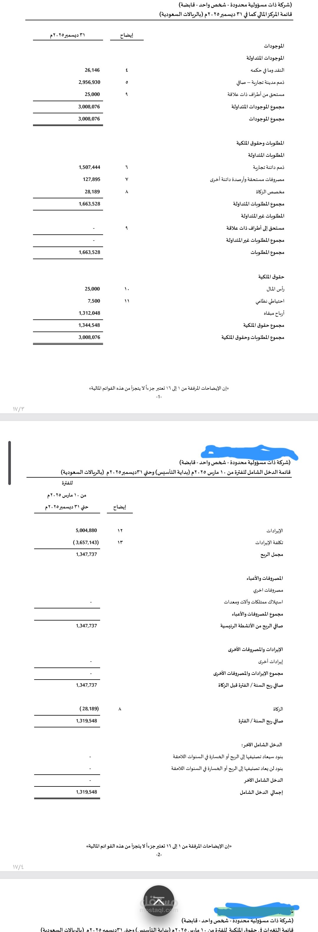 إعداد الميزانية العمومية وقائمة الدخل لشركة تقنية ناشئة