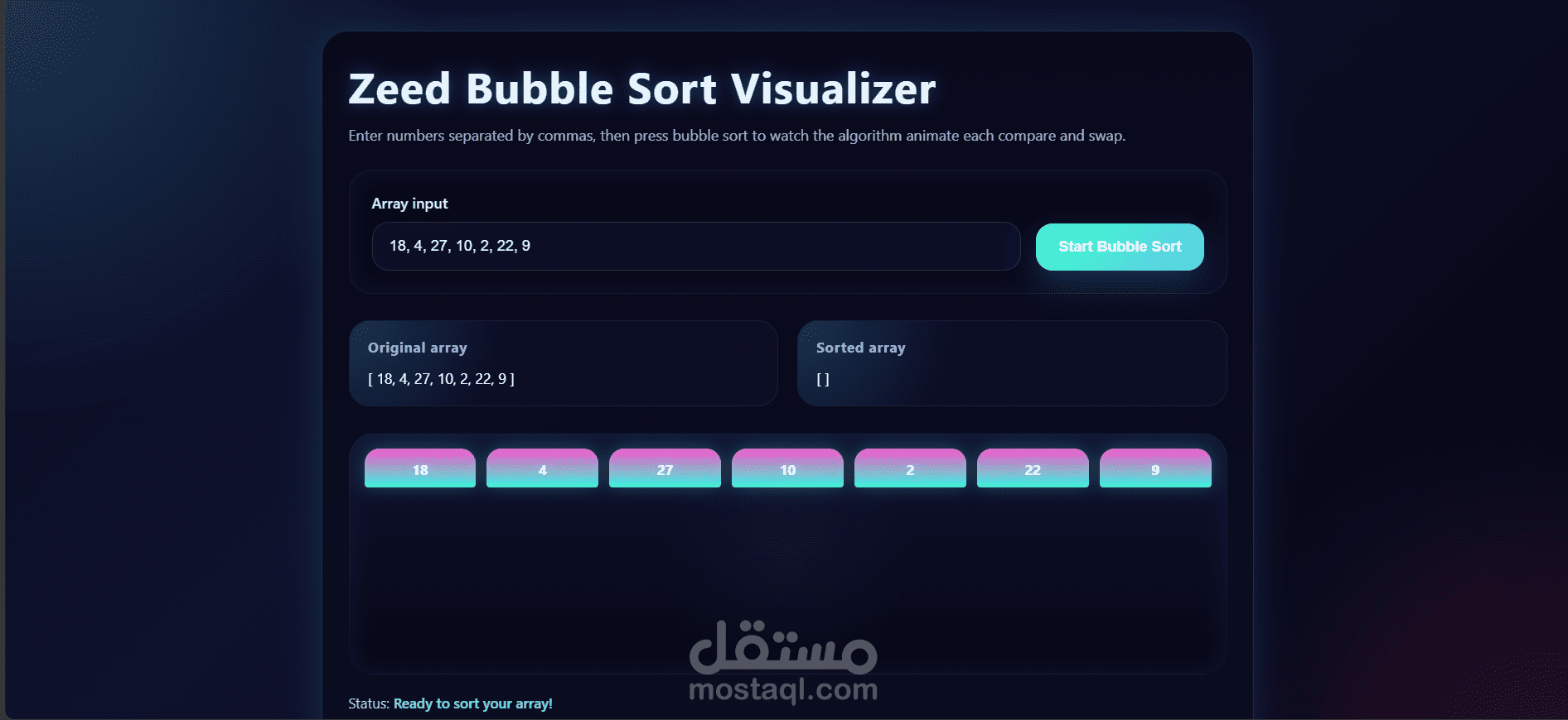 Visualization App for learning sorting algorithm