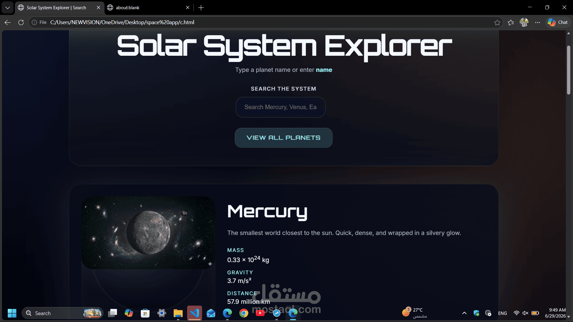 space web site