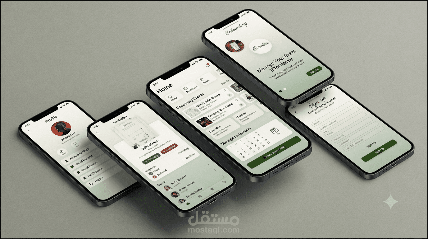 تصميم واجهات وتجربة مستخدم (UI/UX) لتطبيق Eventor لإدارة الحضور و الـ RSVP باحترافية وسهولة تامة