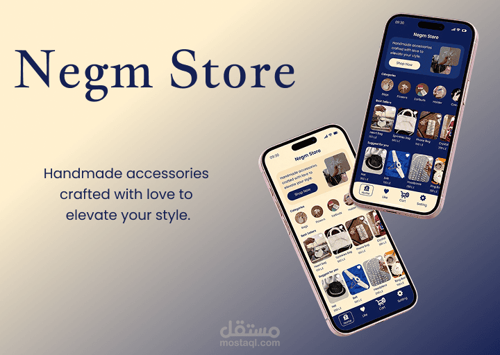 Negm Store Handmade Accessories App UI Design