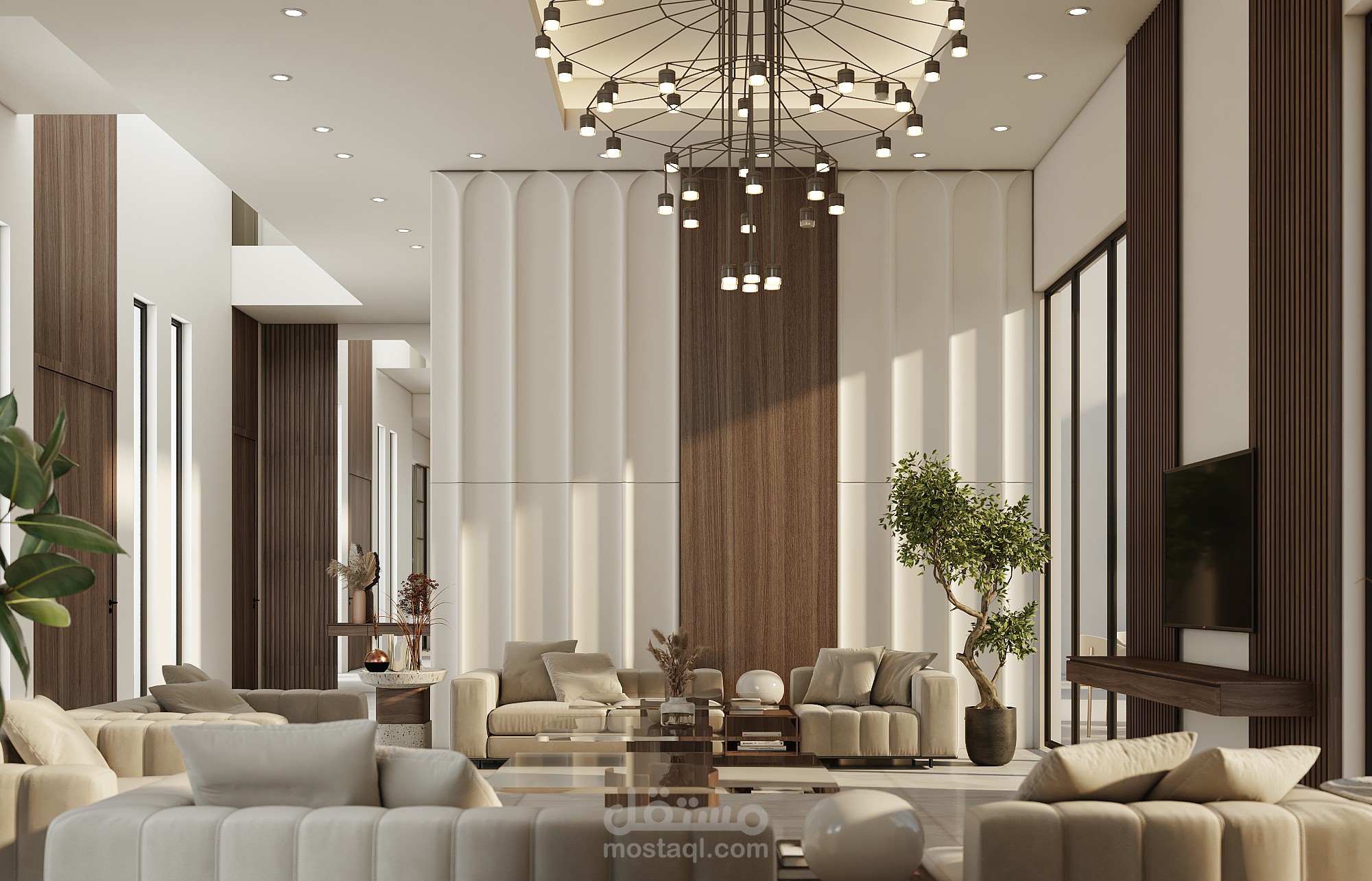 High-End Living Room Concept & 3D Visualization - UAE